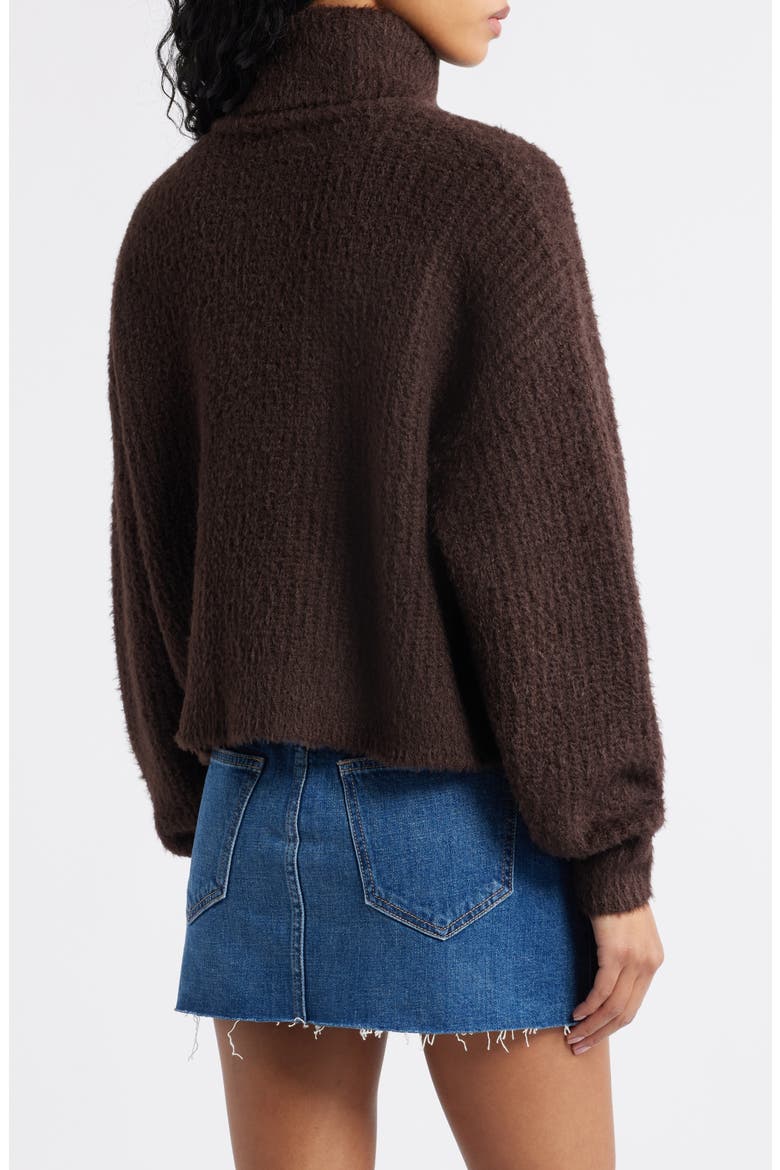 Fuzzy Turtleneck Sweater, Alternate, color, BROWN COFFEE
