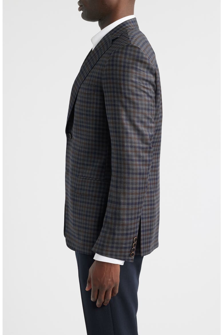 Milano Regular Fit Check Super 130s Wool Sport Coat, Alternate, color, GREY