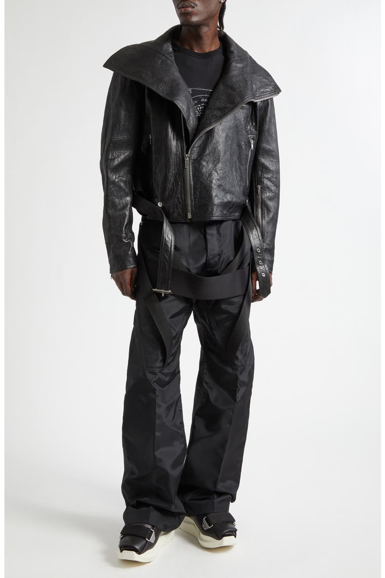 Leather Dracubiker Jacket, Alternate, color, BLACK