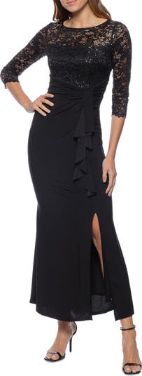 Chiffon Layered Long Sleeve Gown with Cascade Jacket Mulberry main image 1