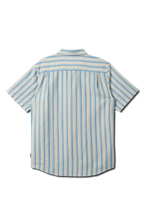 Quiksilver Oxford Stripe Classic Short Sleeve Button-up Shirt In Niagara