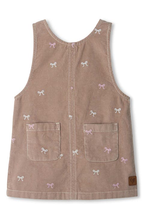 Bow Embroidered Corduroy Pinafore Dress (Baby)