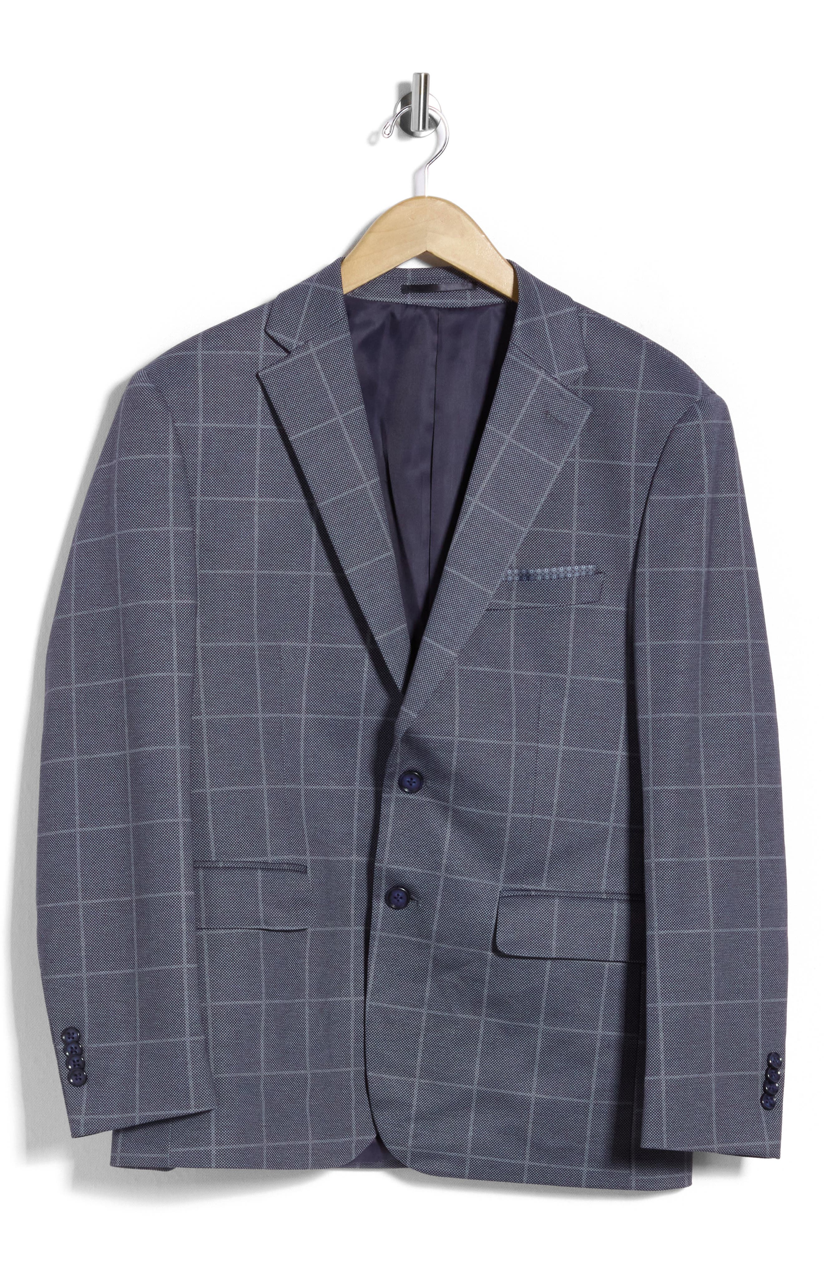 Windowpane Check Stretch Knit Sport Coat