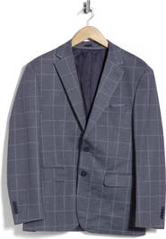 Duchamp Windowpane Check Stretch Knit Sport Coat