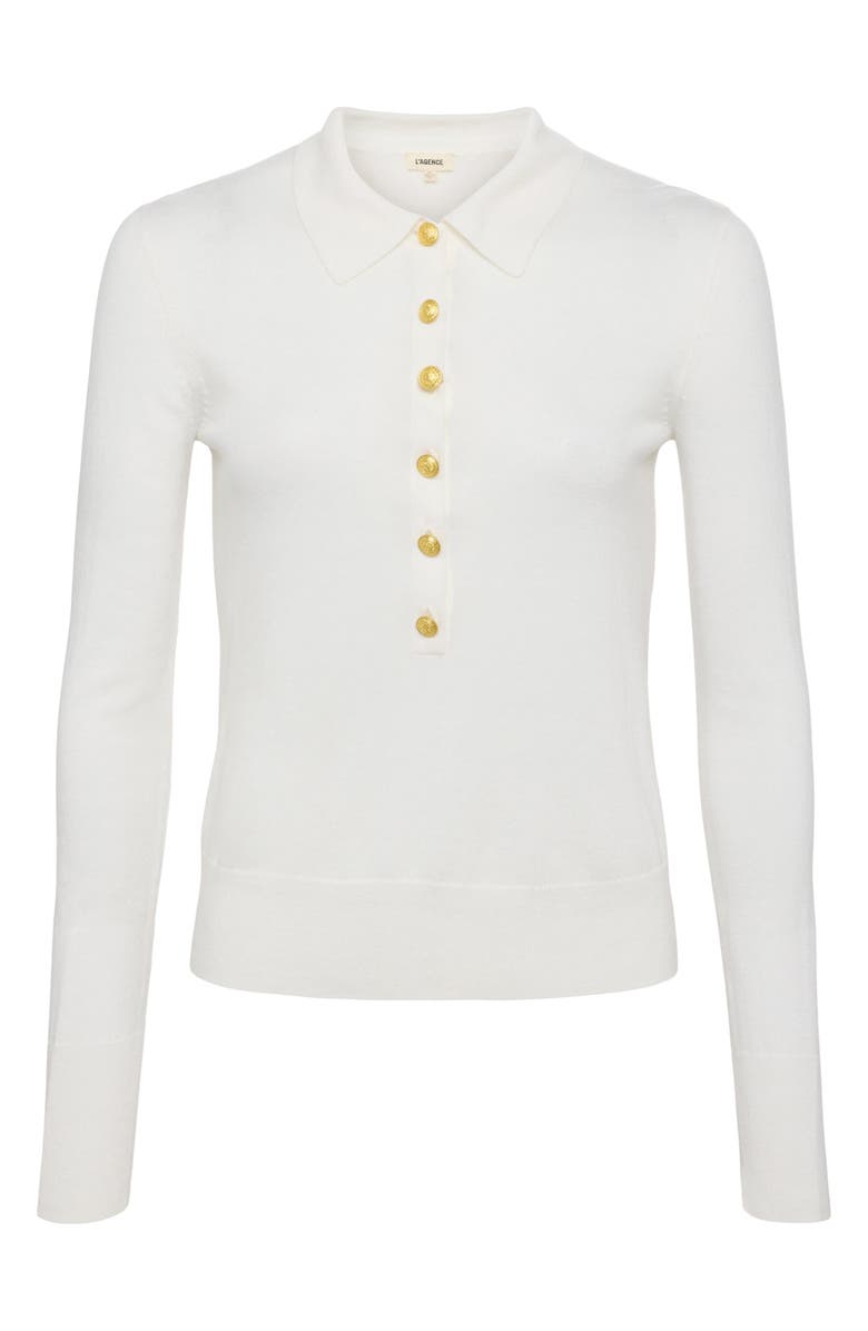 L'AGENCE Sterling Collar Sweater, Alternate, color, White/ Gold