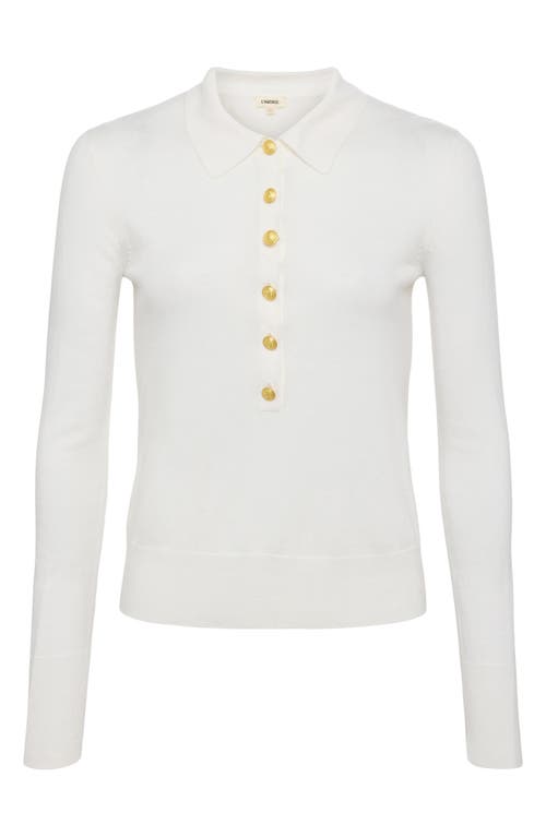 L Agence Sterling Jewel-button Sweater In White/gold