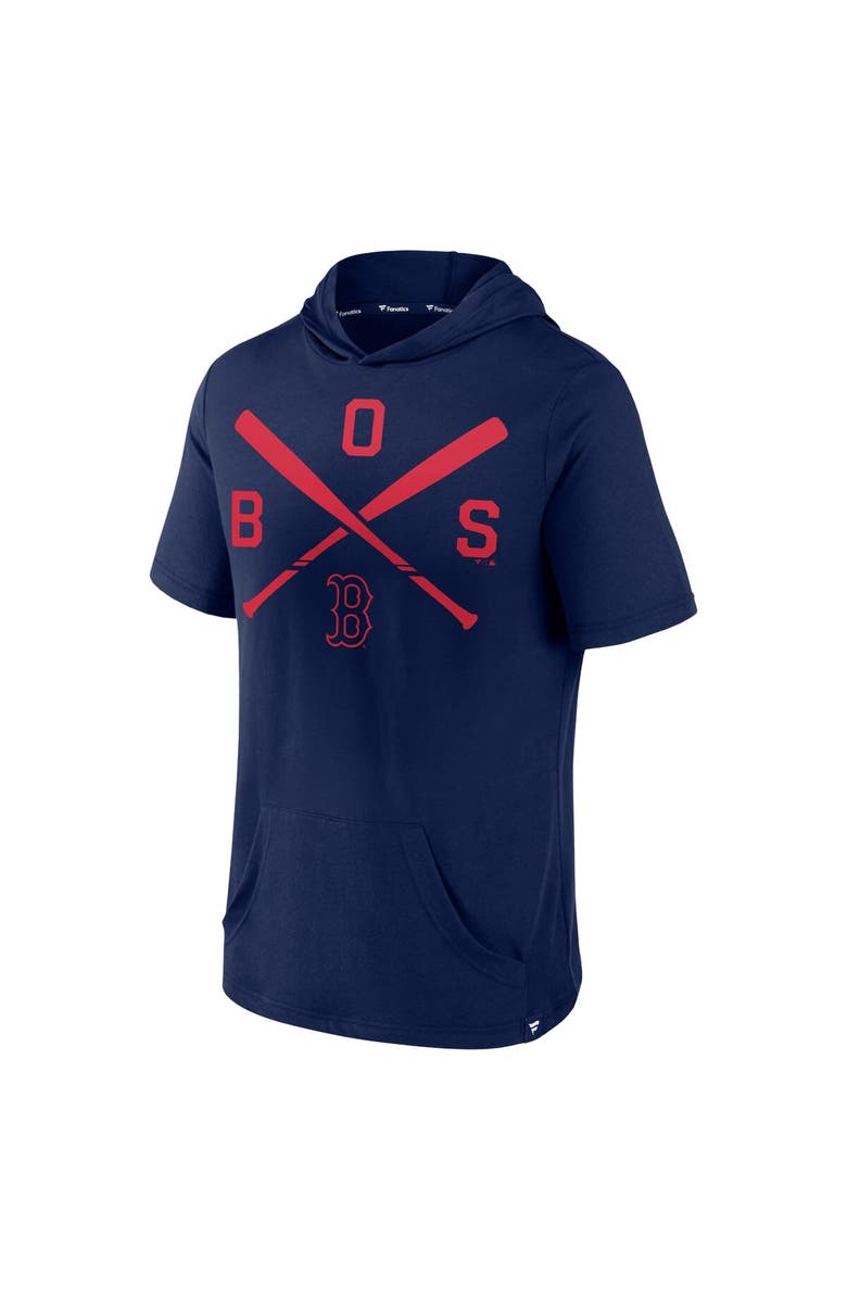 FANATICS Men's Fanatics Navy Boston Red Sox Iconic Rebel Short Sleeve Hooded Top, Alternate, color, 
