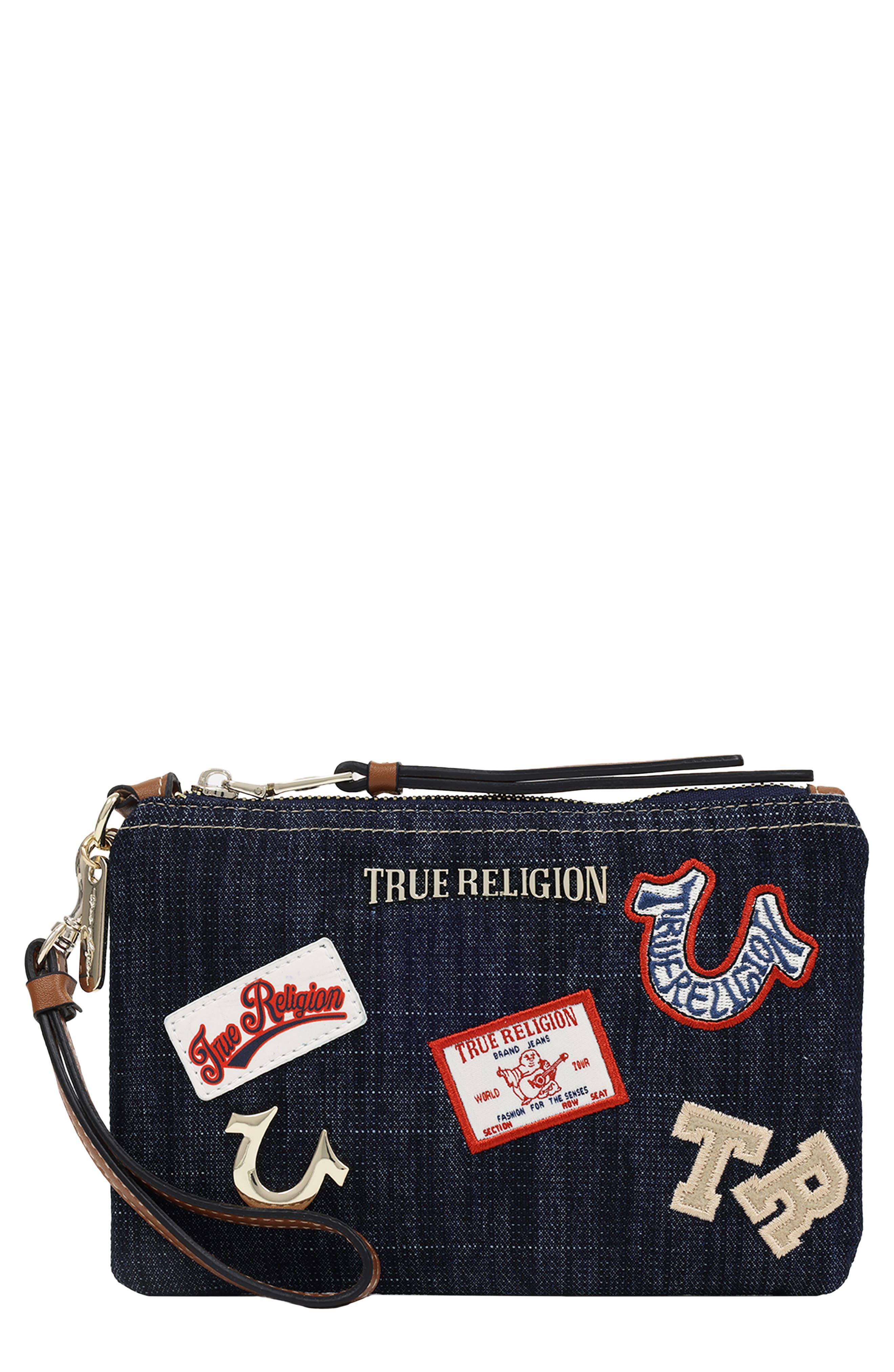 Patchwork Denim Wristlet Pouch