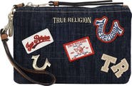 USPA ACCESSORIES Patchwork Denim Wristlet Pouch