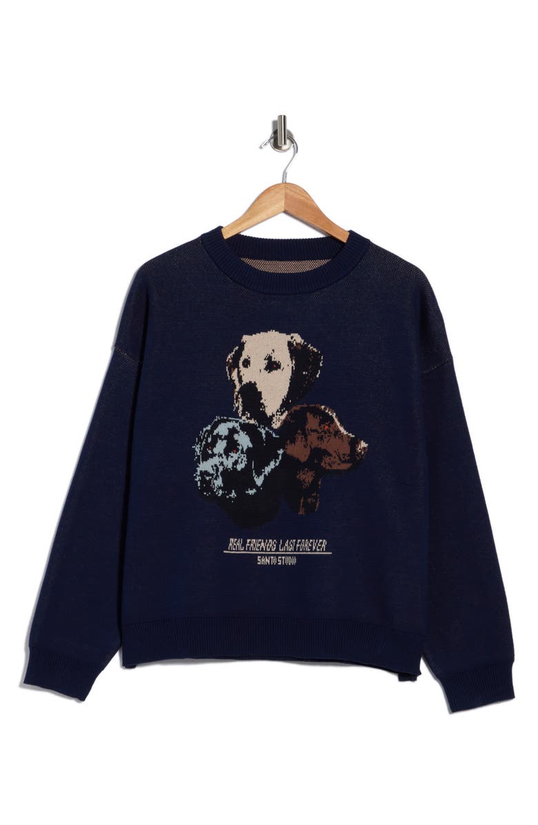 SANTO STUDIO Forever Intarsia Cotton Sweater, Alternate, color, 