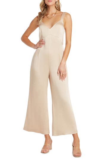 Matty M . Jess Satin Jumpsuit In Neutral