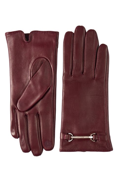 Logo Buckle Leather Gloves