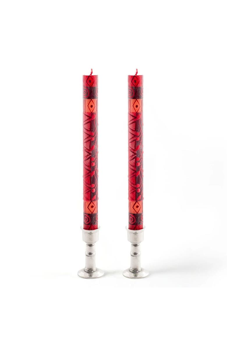Thumbprint Artifacts Berry Blaze Painted Candles - Set of 2, Main, color, Berry Blaze - 9"