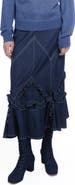 Anna Sui Denim Ruffle Maxi Skirt