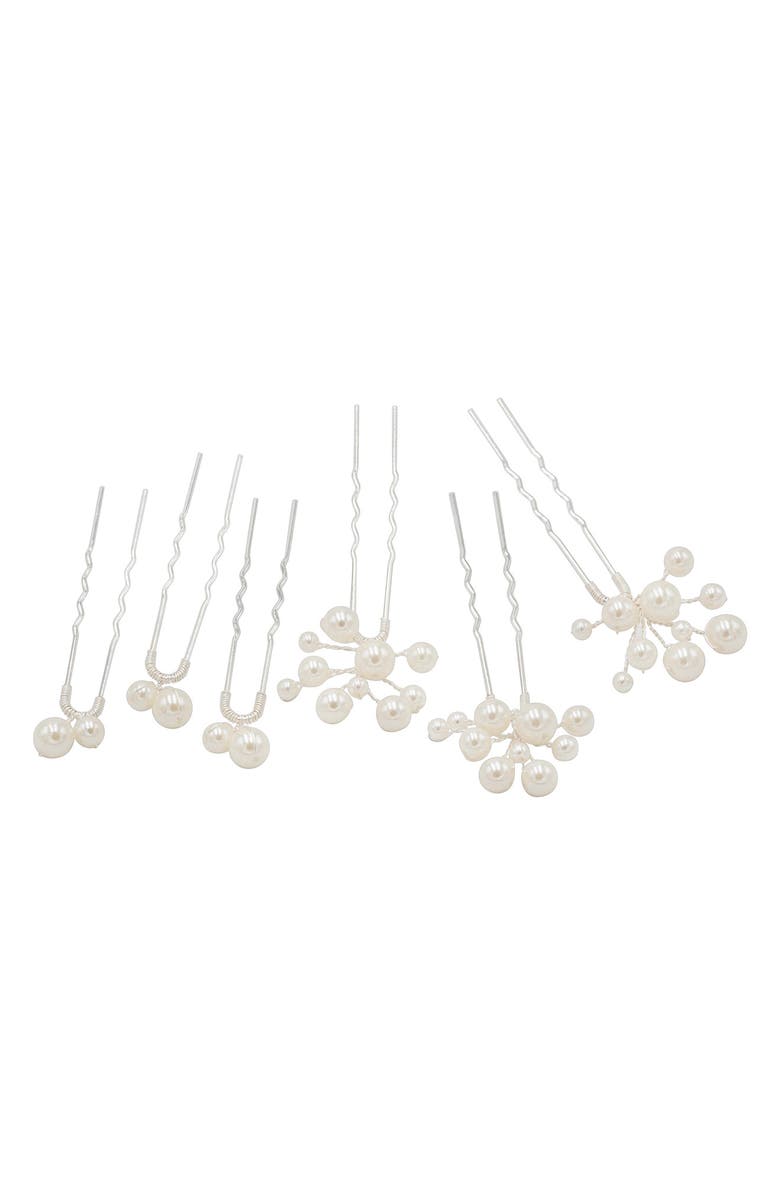 Brides & Hairpins Wrenlee Set of 6 Hair Pins, Main, color, Silver