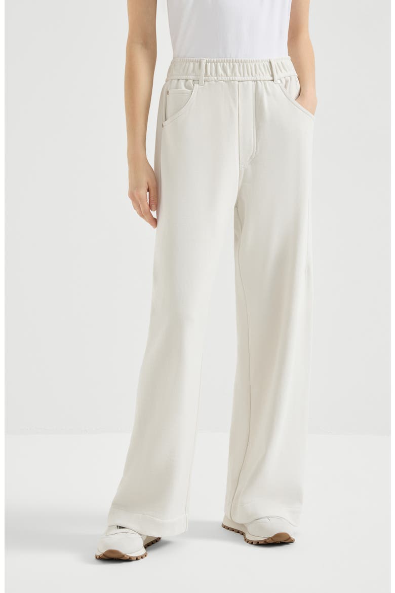 Smooth French terry trousers, Main, color, Milk