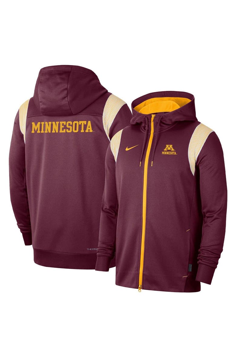 Nike Men's Nike Maroon Minnesota Golden Gophers Sideline Performance Full-Zip Hoodie, Main, color, 