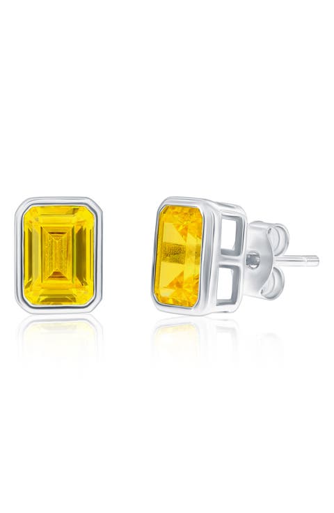 Birthstone Cubic Zirconia Stud Earrings