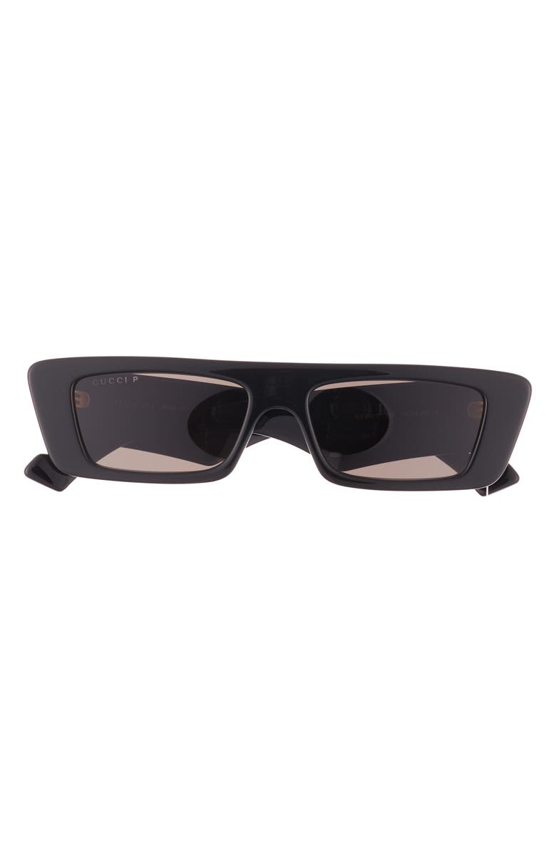 Gucci 54mm Rectangular Sunglasses, Main, color, Black Black Brown