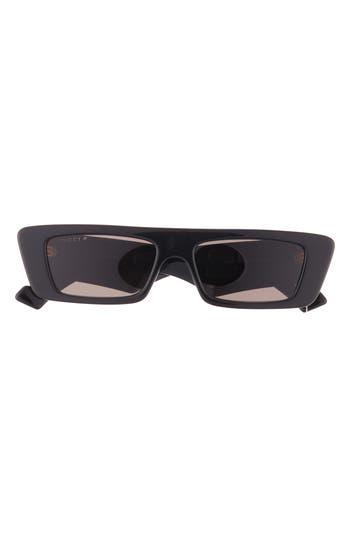 Gucci 54mm Rectangular Sunglasses In Black Black Brown