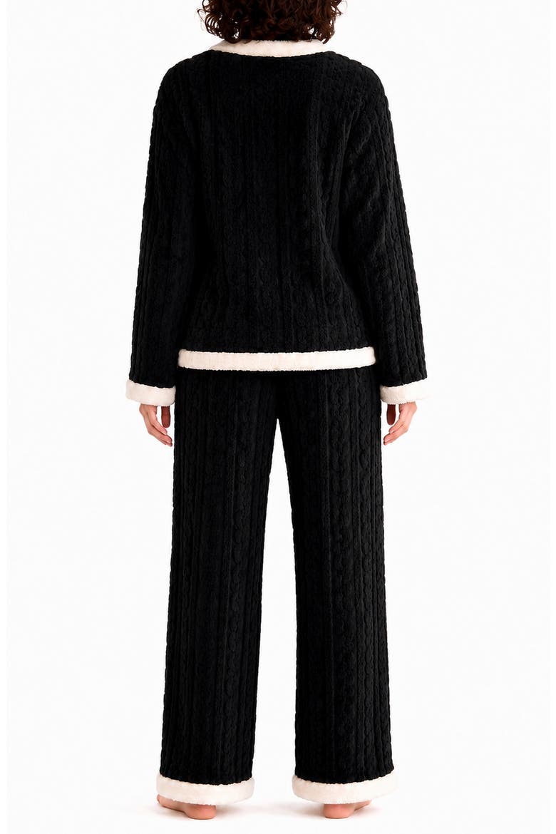 Ottavia Fleece Pajamas, Alternate, color, BLACK