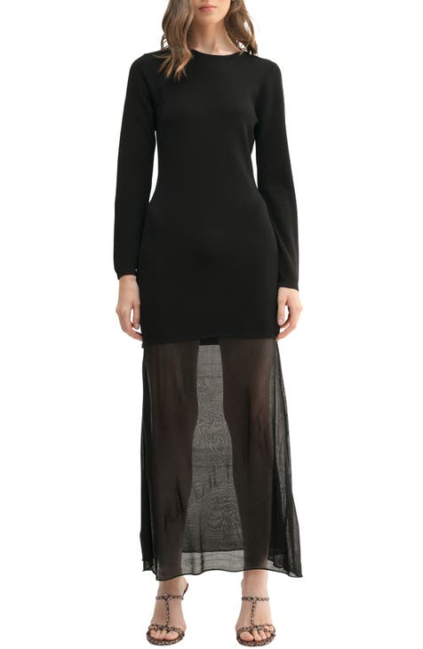 Lush Mixed Media Long Sleeve Maxi Dress Nordstromrack