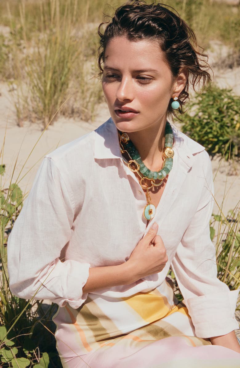 Lizzie Fortunato Cora Mother-of-Pearl Amazonite Drop Earrings, Alternate, color, 