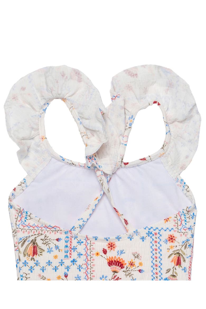 Floral Soul Textured Square Neck Ruffle One Piece, Alternate, color, Multi-Soul