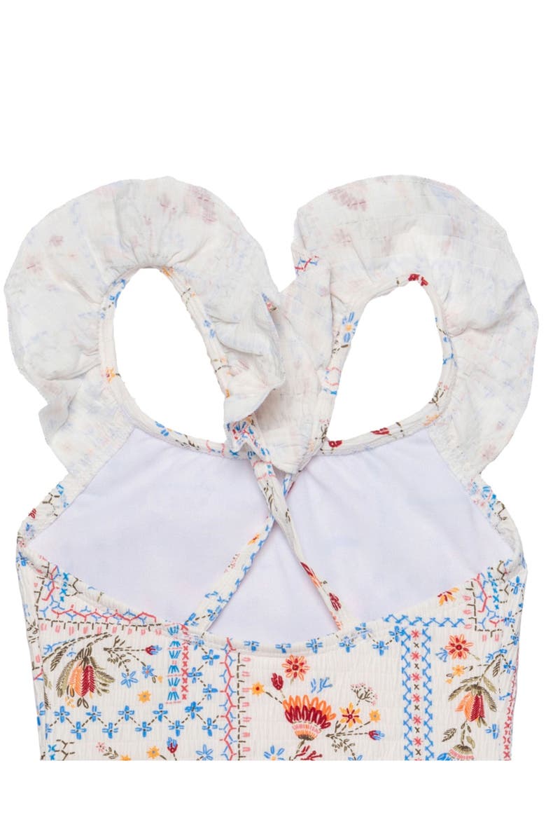 Gottex Kids Floral Soul Textured Square Neck Ruffle One Piece, Alternate, color, Multi-Soul