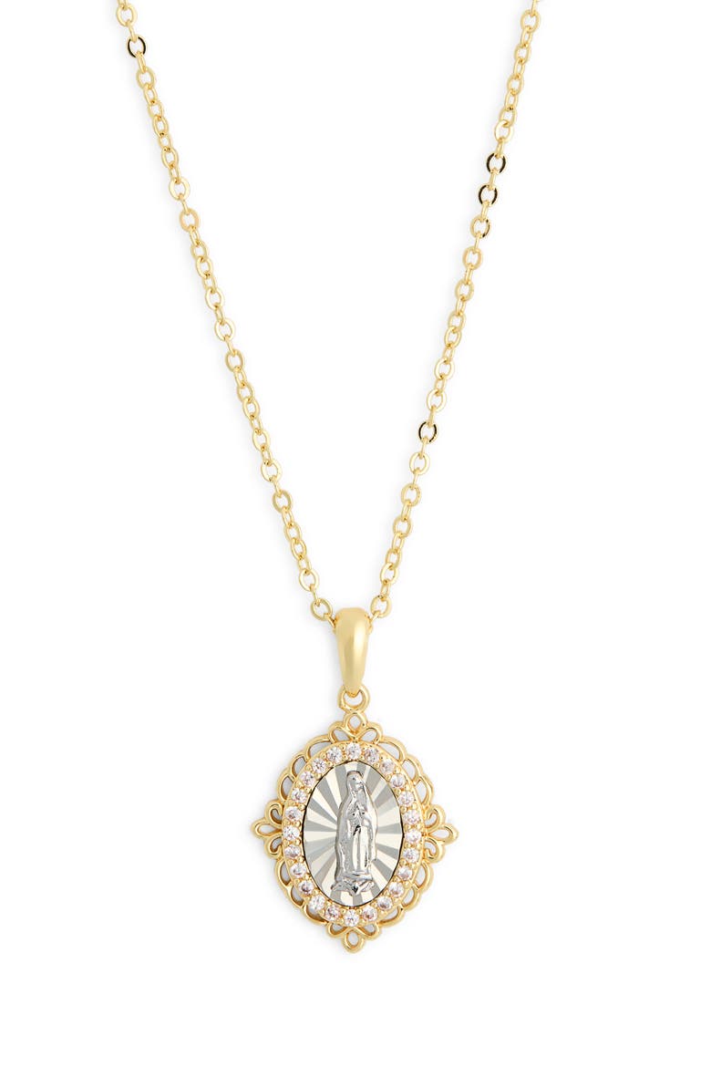 Religious Pendant Necklace, Alternate, color, CLEAR- GOLD