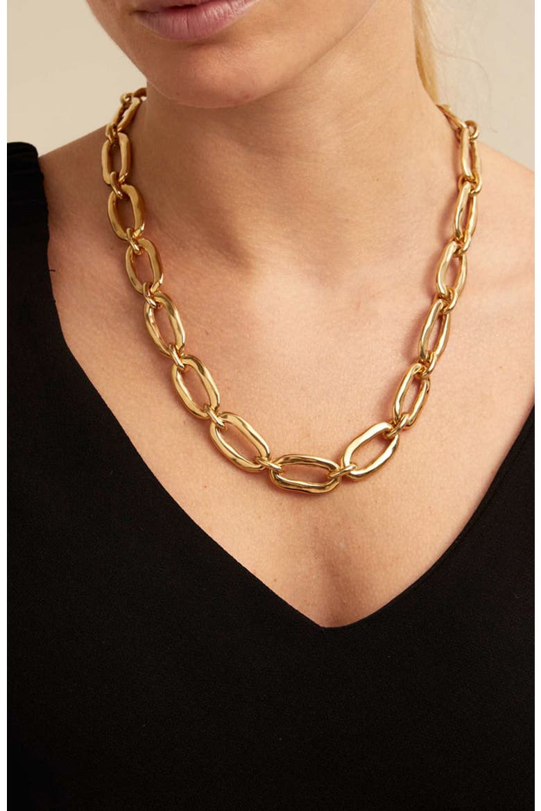 18K Gold-Plated Link Necklace, Alternate, color, Gold