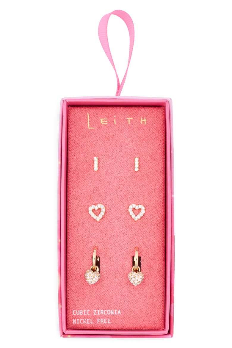 Assorted 3-Pack Earrings Set, Main, color, PINK- GOLD