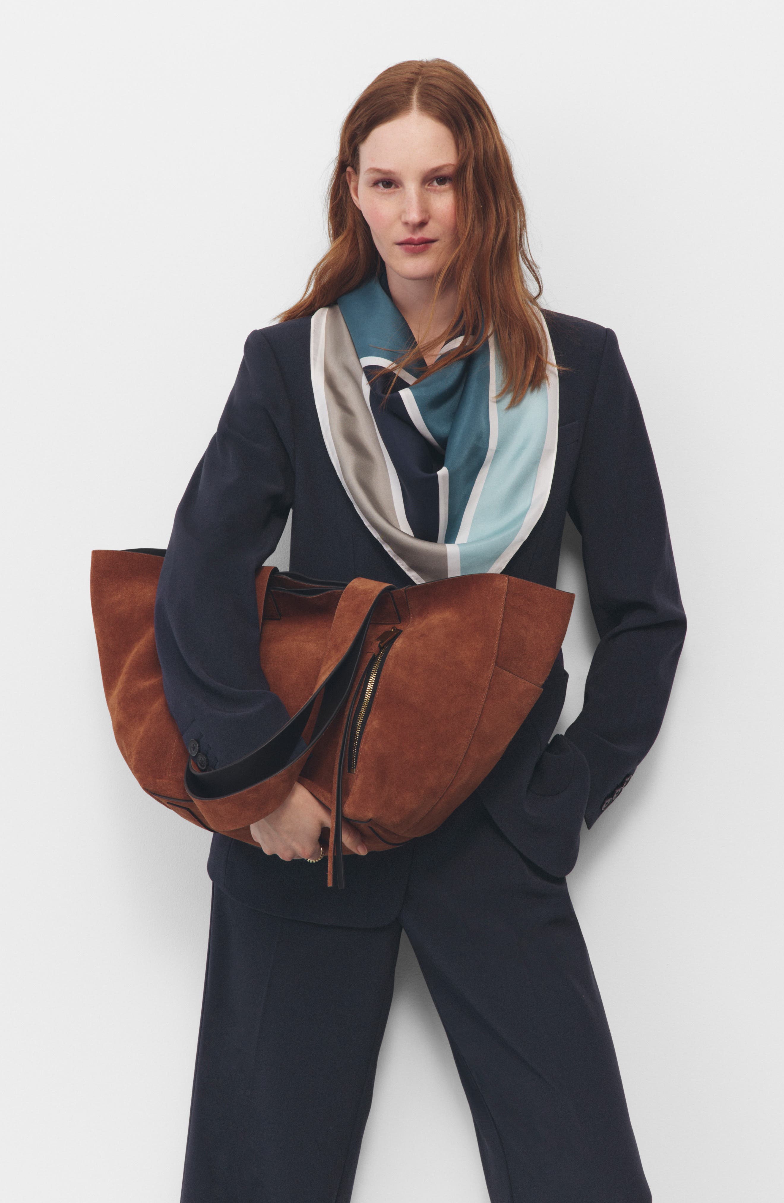 Alba Suede East/West Tote, Alternate, color, COGNAC BROWN