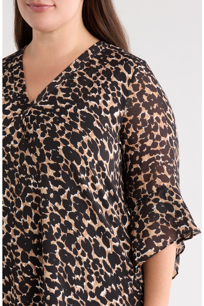 Mixed Media Split Neck Top, Alternate, color, VICUNA MULTI