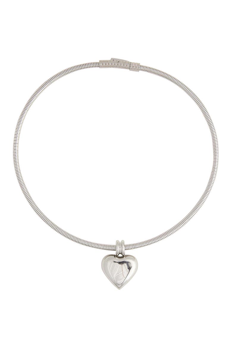 Irresistible Heart Charm Necklace, Main, color, SILVER