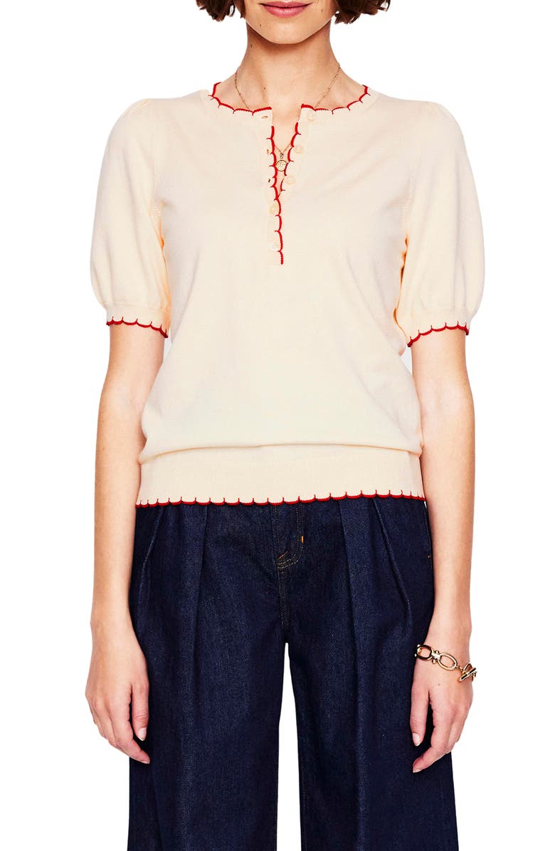 Boden Pru Scalloped Puff Sleeve Sweater, Main, color, 