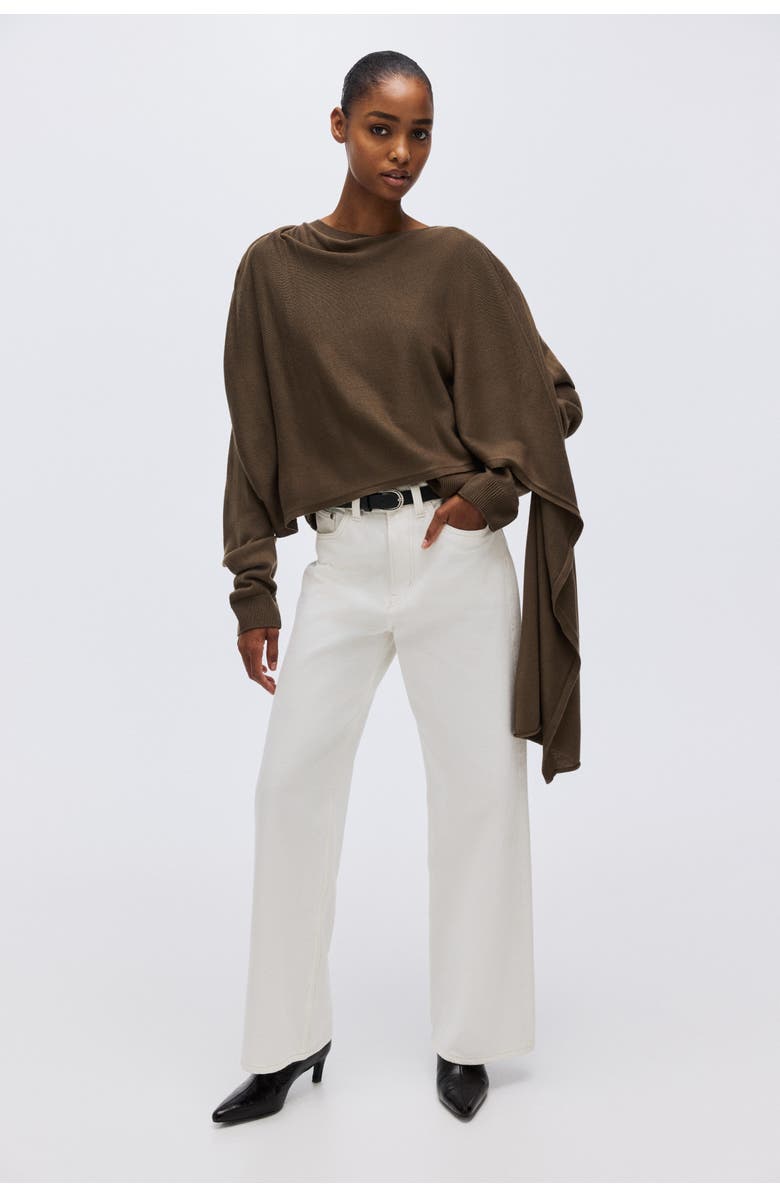 H&M Scarf-detail Jumper, Alternate, color, Dark Taupe
