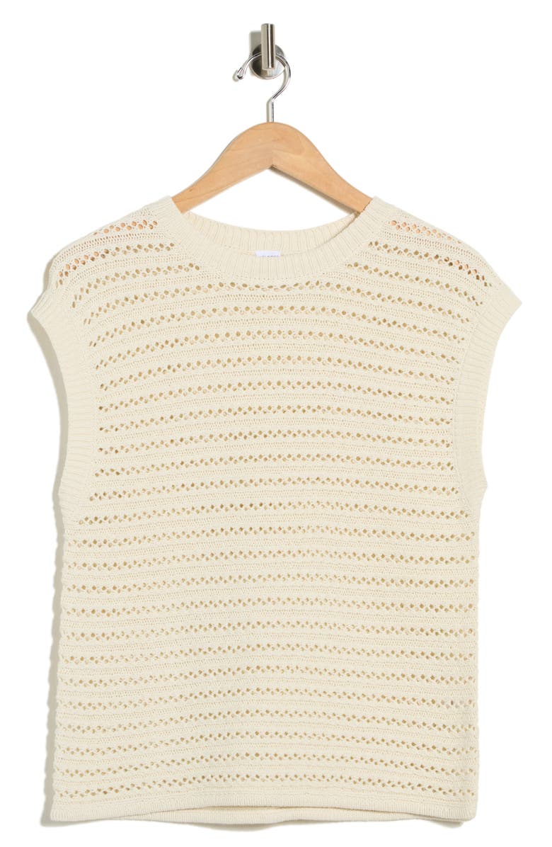 Melrose and Market Short Sleeve Pointelle Knit Sweater, Alternate, color, 
