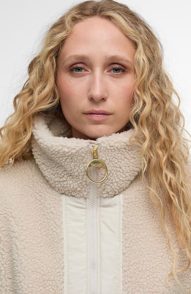 Barbour Brawby High Pile Fleece Jacket, Alternate, color, Silver Cloud/ Oatmeal