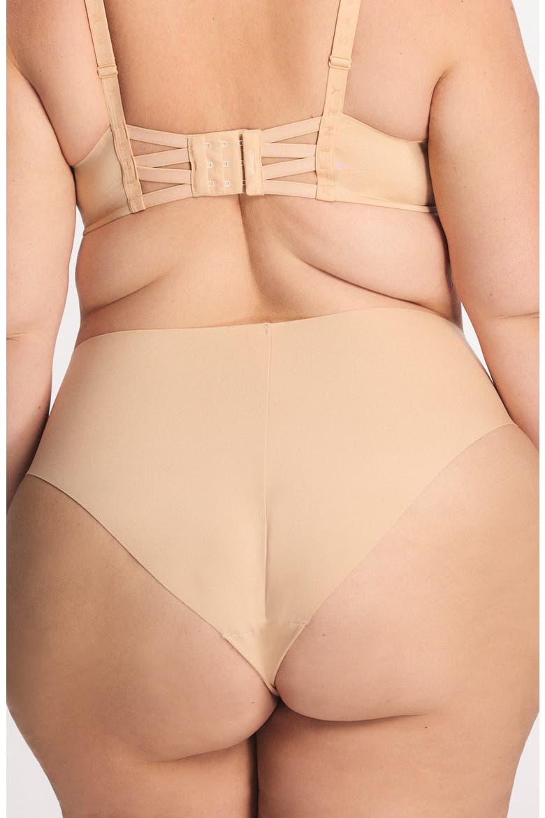 Microfiber No-Show Hipster Briefs, Alternate, color, HONEY NUDE