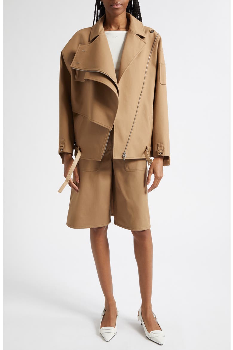 Oblique Short Cotton Trench Jacket, Alternate, color, FAUVE