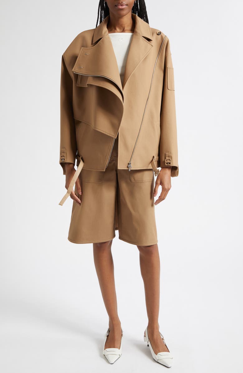 Courrèges Oblique Short Cotton Trench Jacket, Alternate, color, Fauve