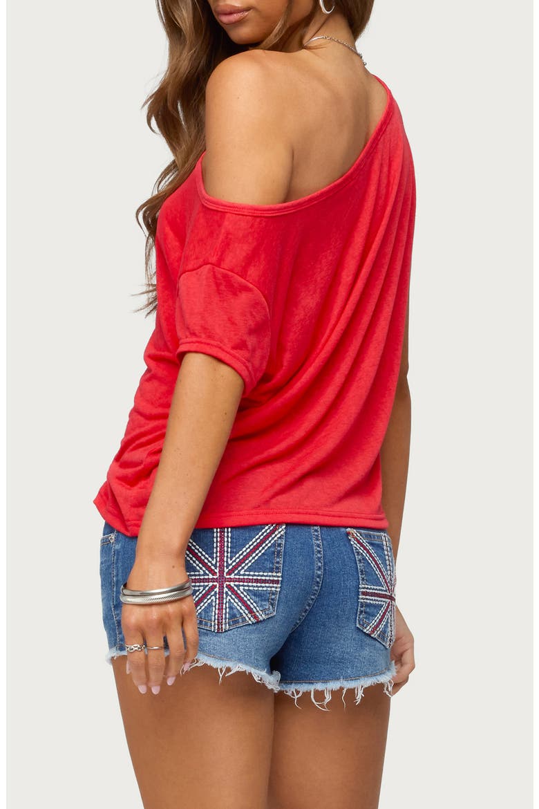 Amora Semisheer One-Shoulder Top, Alternate, color, RED