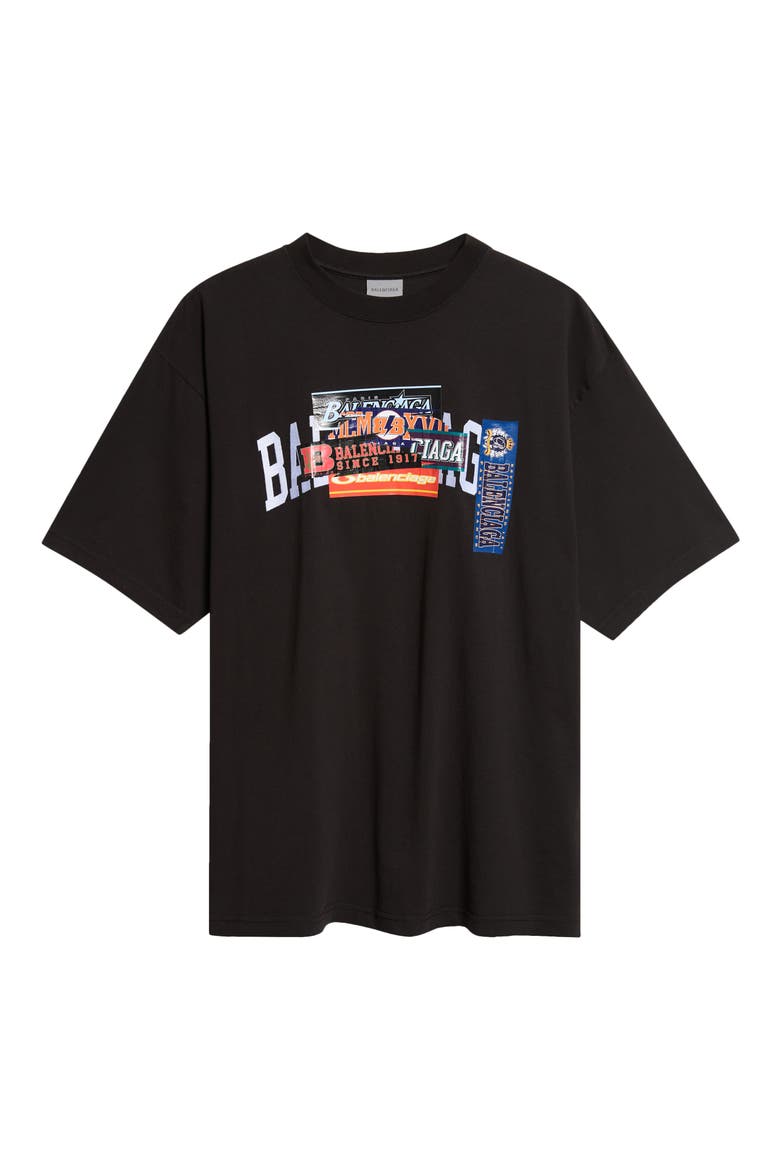 Medium Fit Bumper Stickers Appliqué T-Shirt, Alternate, color, 1000 BLACK