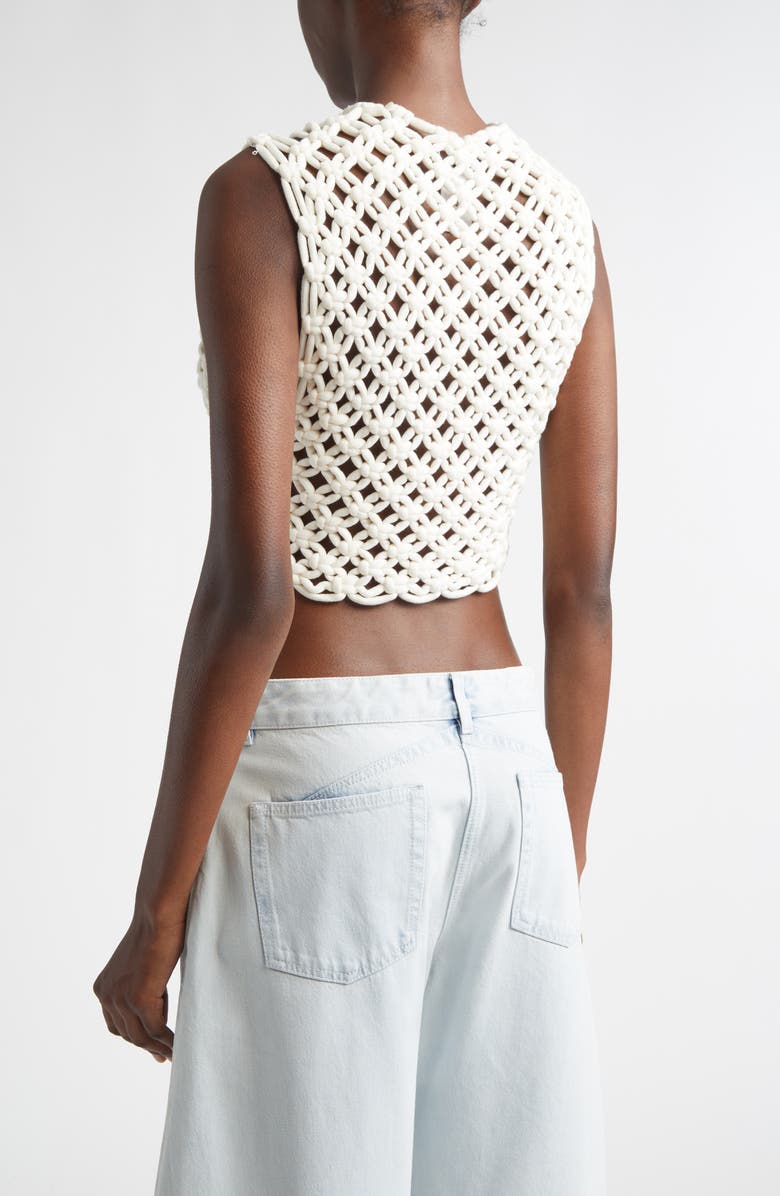 Alaïa Macramé Crop Top, Alternate, color, Blanc Naturel