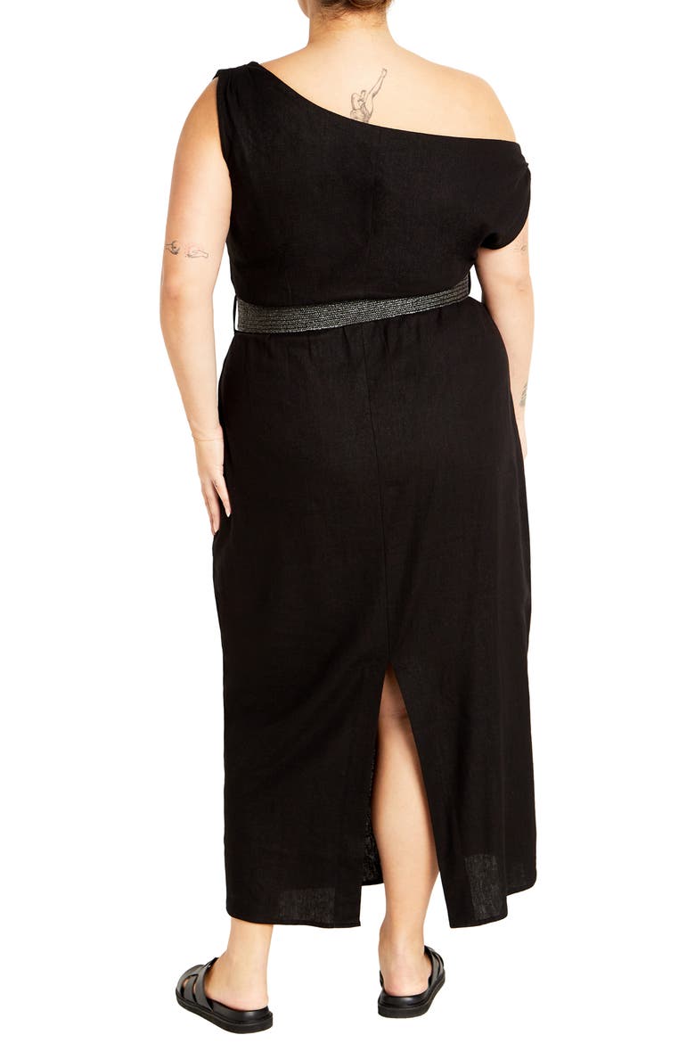 Milly Asymmetric Neck Maxi Dress, Alternate, color, BLACK