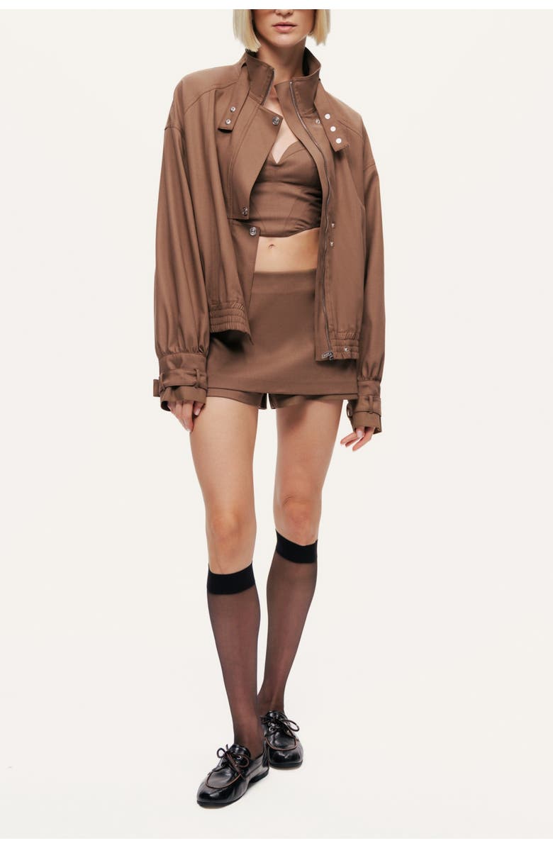 Nocturne High Neck Jacket, Main, color, Brown