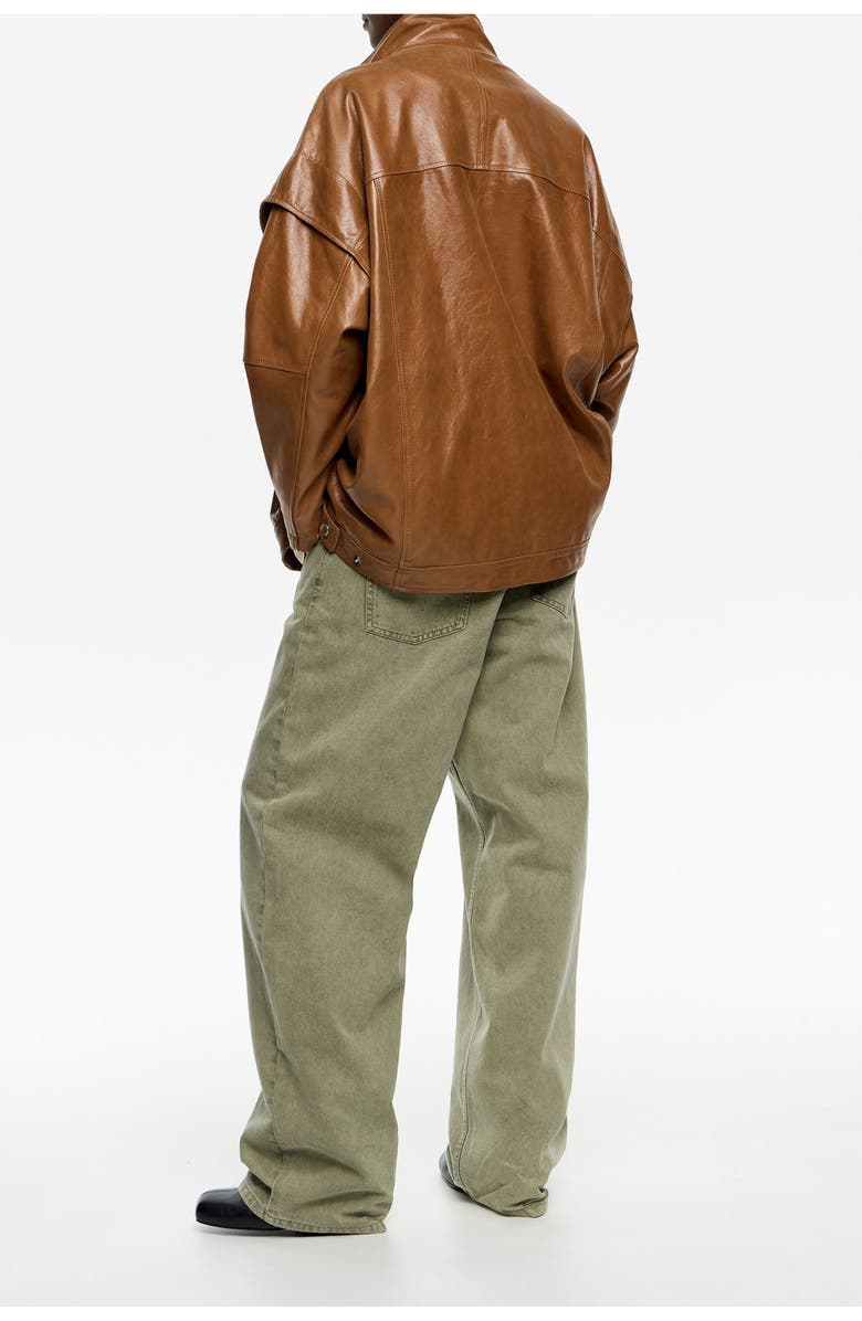 Bimba y Lola Leather Oversize Jacket, Alternate, color, Caramel