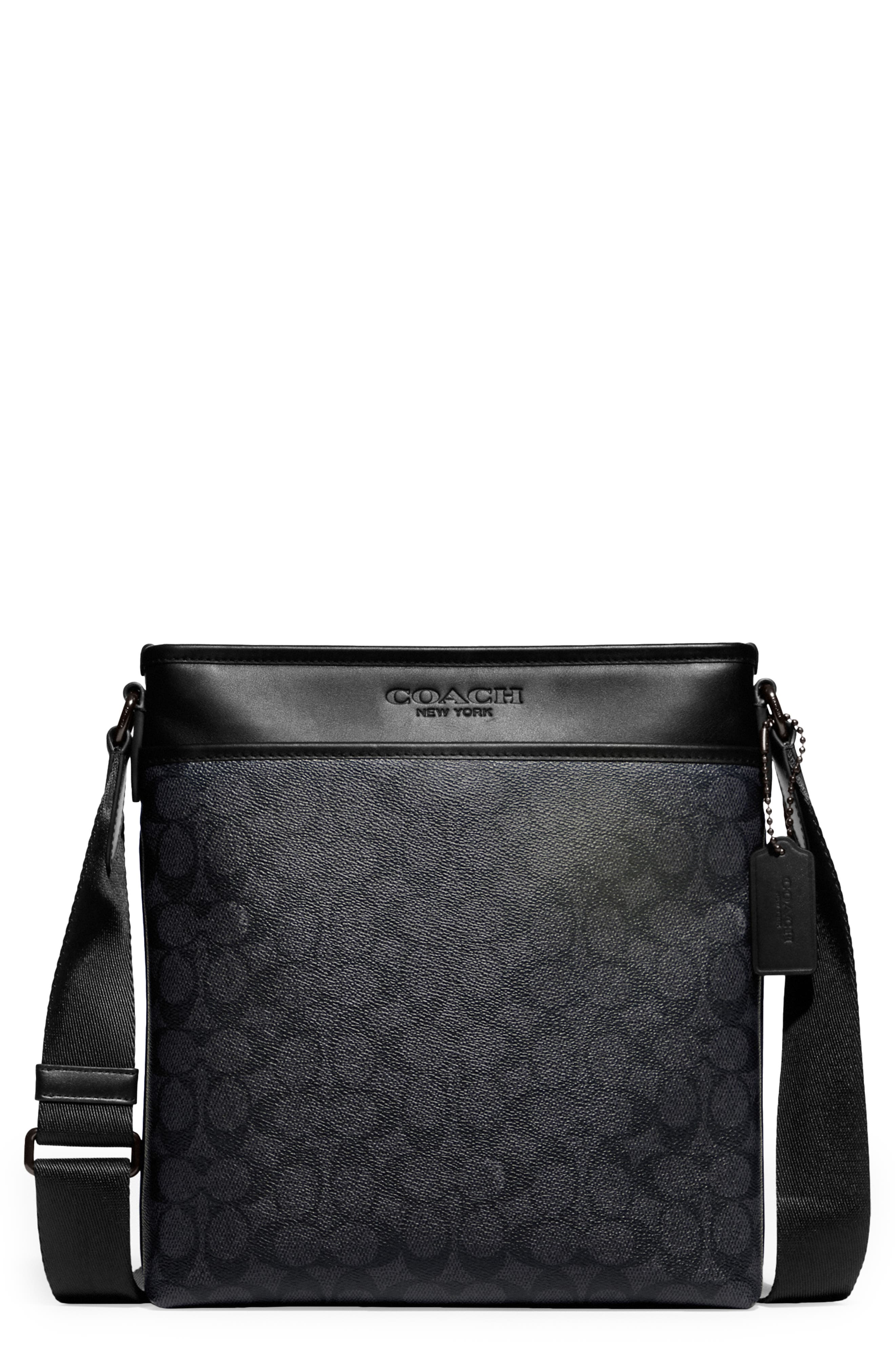 COACH Gotham Slim Signature Coated Canvas & Leather Crossbody Bag, Main, color, 