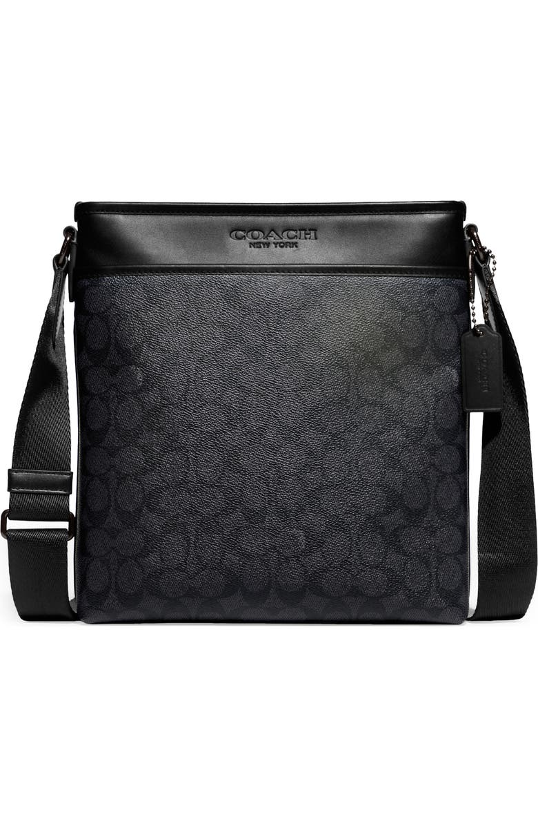 COACH Gotham Slim Signature Coated Canvas & Leather Crossbody Bag, Main, color,